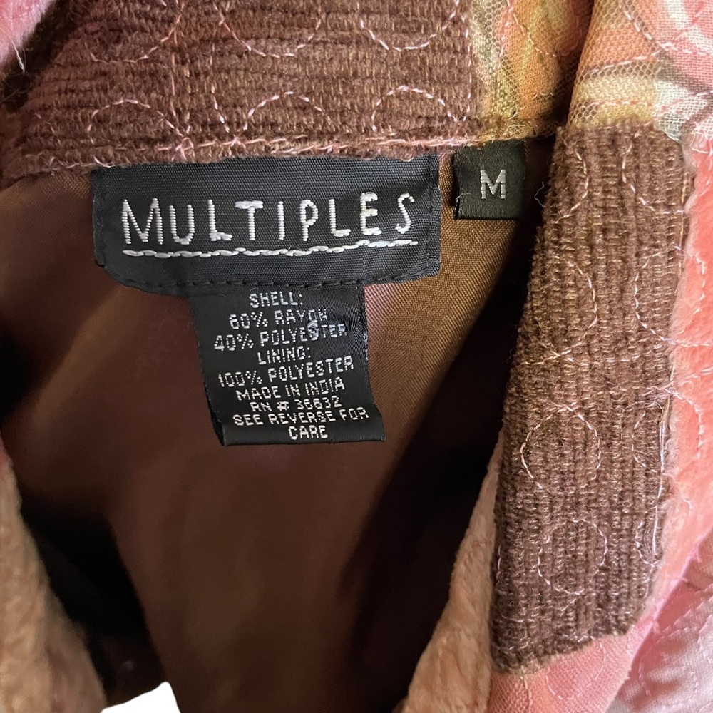 Multiples Pink Orange Brown Patchwork Jacket Medi… - image 4
